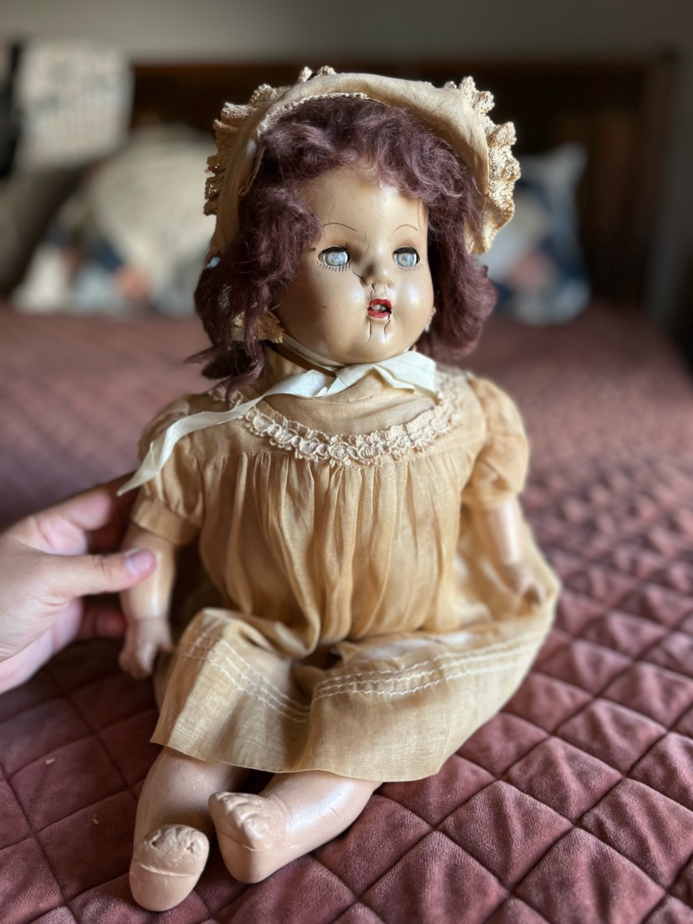 Antique Vintage Doll sleeping eyes cloth body